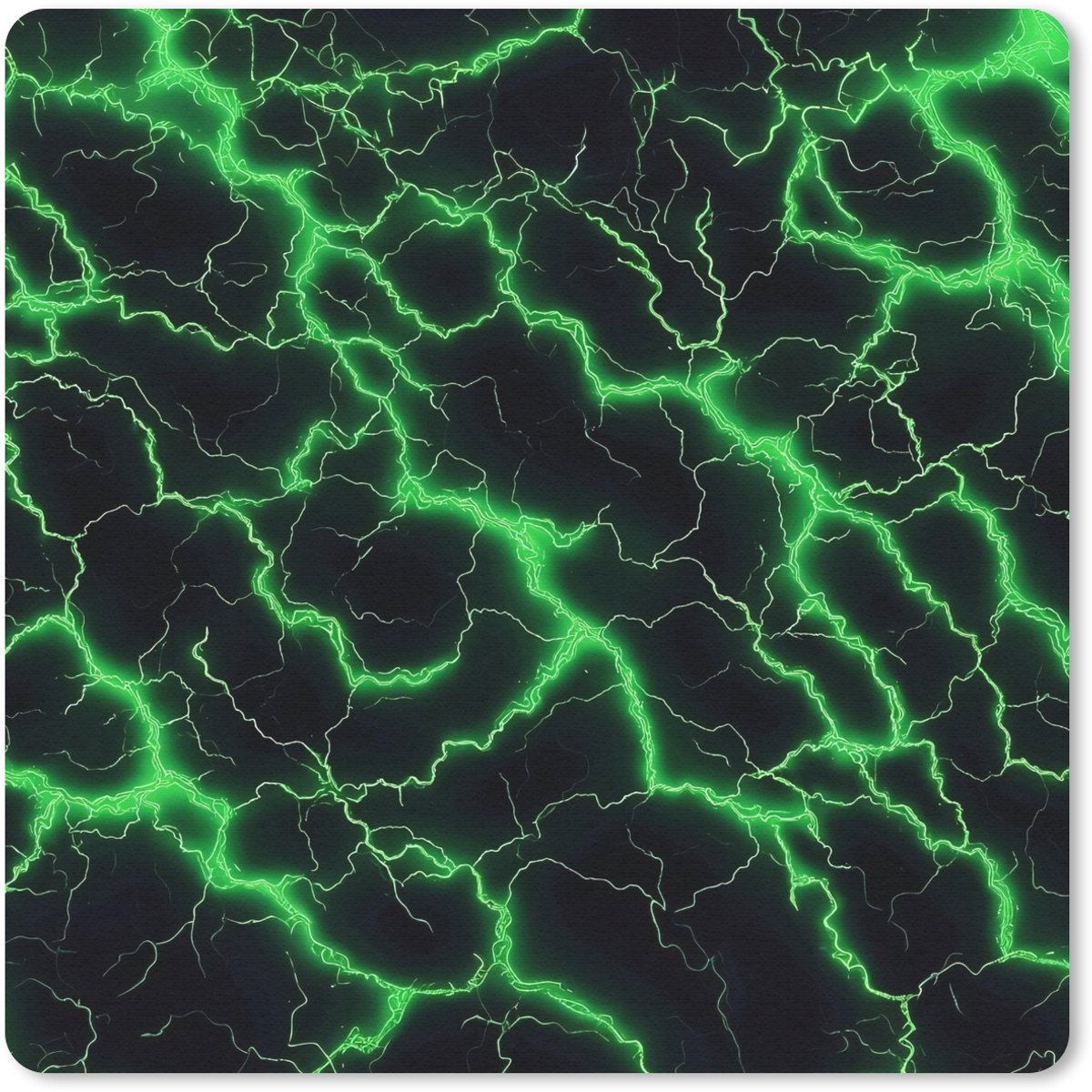 Muismat 20x20 cm - Mousepad Gaming - Bliksemflitsen - Groen - Energie - Muismatten