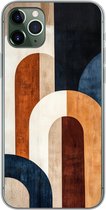 Telefoonhoesje Geschikt voor iPhone 11 Pro Max hoesje - Abstract - Vormen - Donkerblauw - Siliconen Telefoonhoesje Telefoonhoesje