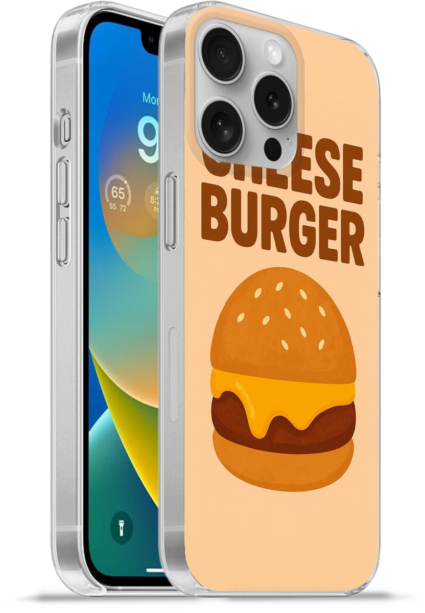 Telefoonhoesje Geschikt voor Apple Iphone 16 Pro hoesje - Cheeseburger - Minimalistisch - Geel - Siliconen Telefoonhoesje Telefoonhoesje