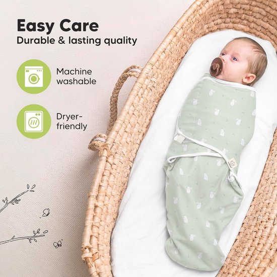 Biologische Swaddle Wrap Dekens - 3-Pack Pasgeboren Swaddles 0-3 Maanden Ergonomische Slaapzak Sacks Deken Voor (Bunnies) van Merkloos — afbeelding 3
