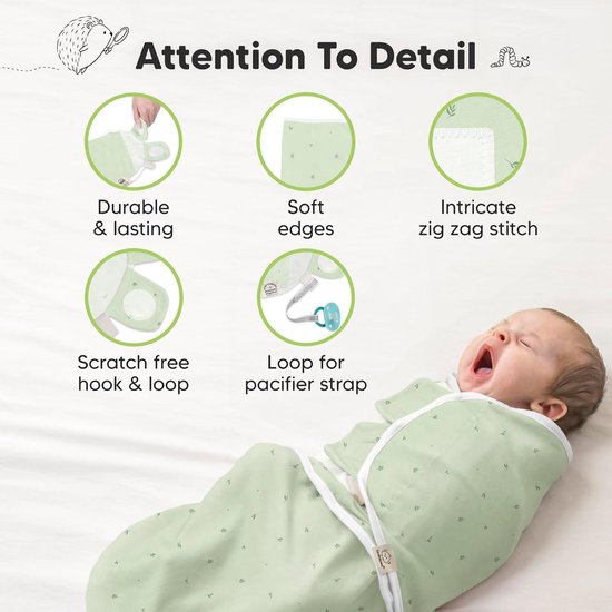 Biologische Swaddle Wrap Dekens - 3-Pack Pasgeboren Swaddles 0-3 Maanden Ergonomische Slaapzak Sacks Deken Voor (Bunnies) van Merkloos — afbeelding 2