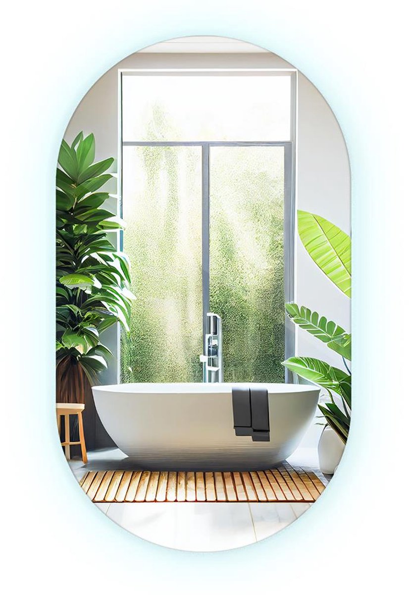 Tulup LED Spiegel - Ovale Spiegel Met LED - 46 cm x 80 cm - LED Spiegel Oval - Badkamerspiegel - Koel Wit 6500K - Ovale Spiegel Met Licht - Design Wandspiegel
