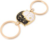 Allecto Plus - Porte-clés pour couple mignon, petit ami, petite amie - Cadeau de Saint-Valentin avec chat kawaii noir - Objets assortis pour couple, amoureux homme femme - Porte-clés unique pour couple de chats