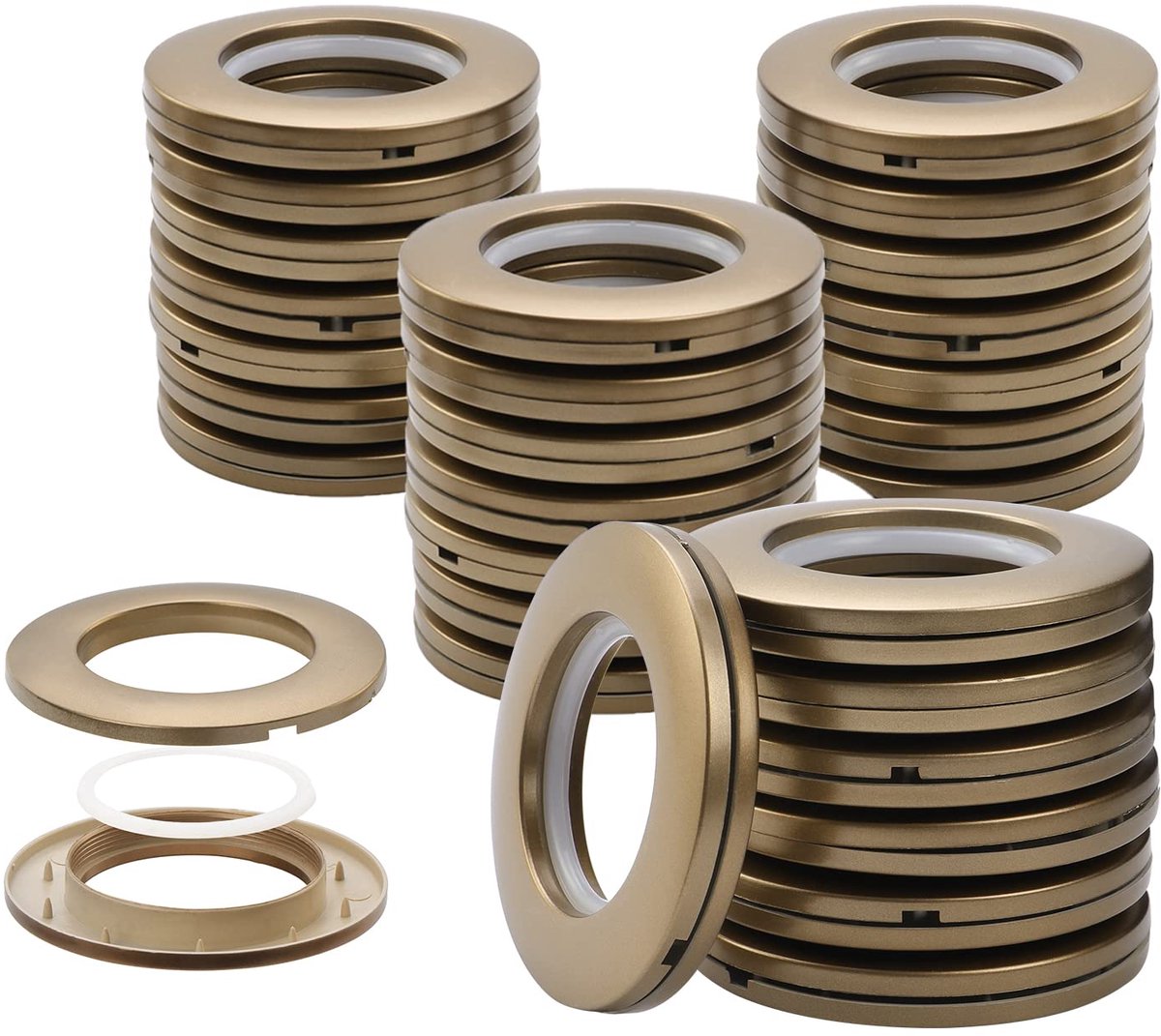 Ibenzoa® 32 stuks plastic gordijnringen met stille demping voor alle gordijnsoorten