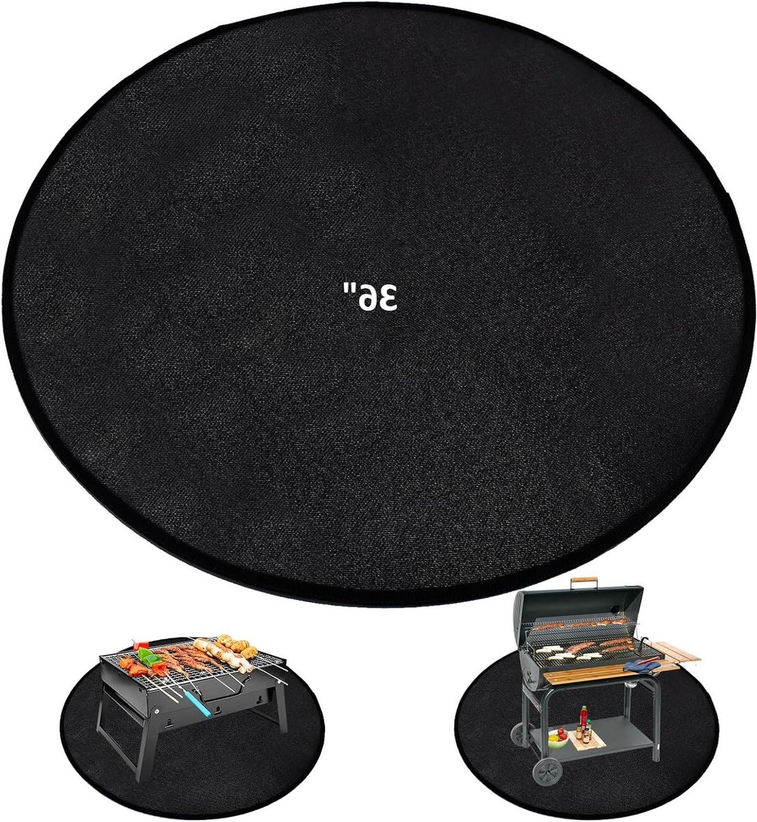 36" Round Fireproof Mat - Waterproof Foldable Outdoor Heat Protection Mat for Grass Floor Patio Barbecue Deck Camping Garden