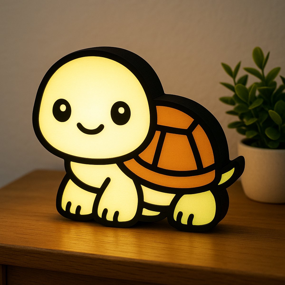 Cartoon Schildpad Nachtlampje – Cute Turtle Lightbox voor Kinderen – 3D Nachtlamp, USB, Ca