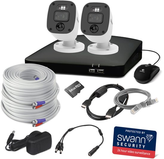 Swann Home 4 Channel 1080p Full HD DVR - Beveiligingscamera's - 2 Camera's - cctv camerasysteem - 64 GB micro SD - IP66 Weerbestendig - geen abonnementskosten - IR Nachtzicht - Slimme bewegingssensors - Actieve Spotlights & Sirene van Merkloos — afbeelding 2