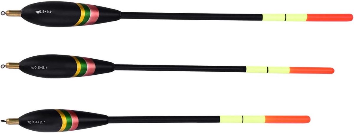 Allecto Plus - Set van 3 grove vistuig drijvers in diverse maten - Viskommen - 1.5+6g, 1.5+5g, 1.5+4g