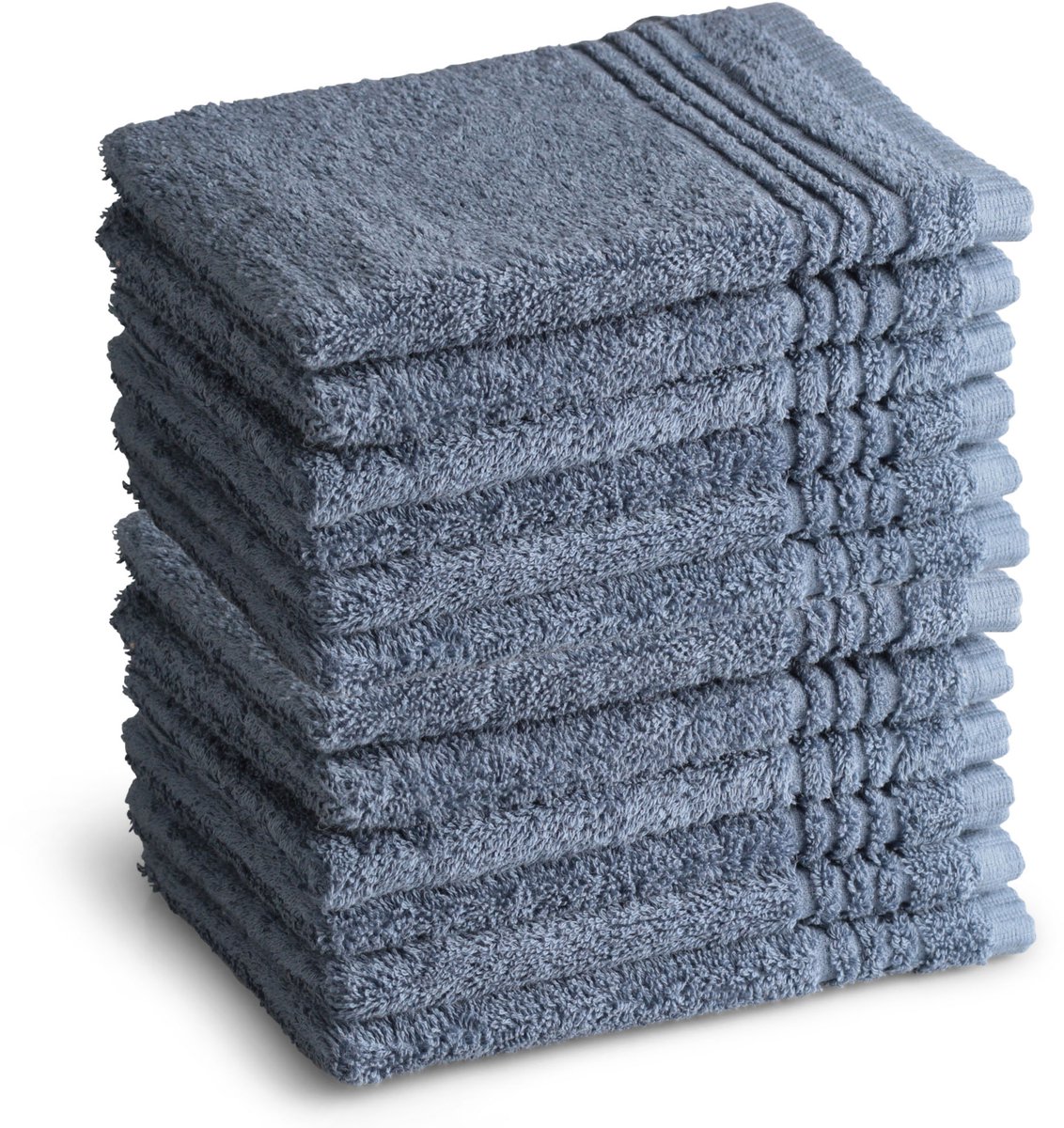 OUTLET BADTEXTIEL - set van 12 - washand 16x21 - blauw