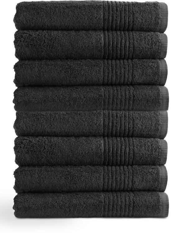 OUTLET BATH TEXTILES - lot de 8 - serviette de bain 70x140 cm - noir
