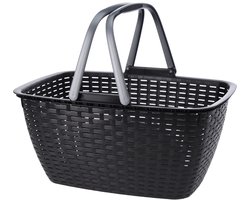 Wasmand - antraciet grijs - met hengsel - 27 liter - 43 x 30 cm - kunststof - Huishoud - De was doen - Wasgoedmanden
