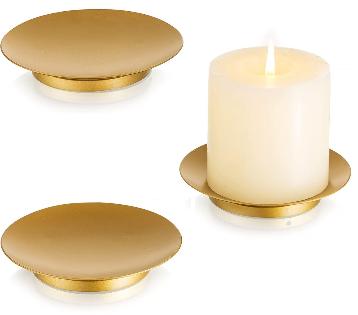 Ibenzoa® Set van 6 Decoratieve Gouden Kandelaar Schalen voor Diverse Kaarsen en Gelegenheden