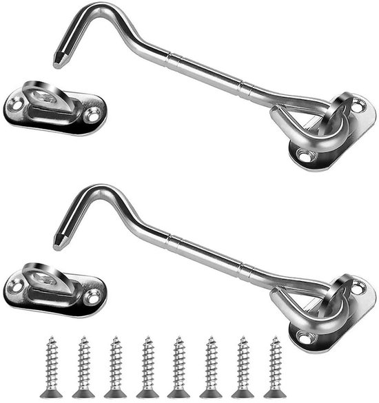 Crochets anti-tempête robustes en acier inoxydable Ibenzoa® pour portes de balcon avec kit de montage - Lot de 2