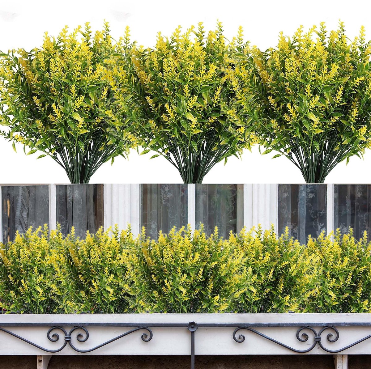 Ibenzoa Kunstmatige Lavendelbloemen voor Binnen- en Buitendecoratie - Set van 10 Bundels geel
