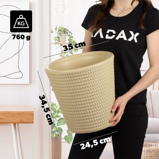 KADAX Bloempotset, bloempot van kunststof, plantenbak, weerbestendige bloempot, voor binnen en buiten, weerbestendige bloempot (mat wit, set van 3 stuks