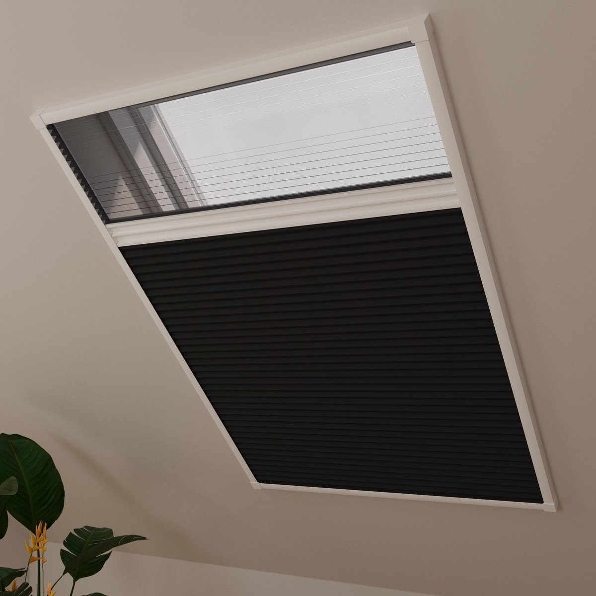 Dakraam hor plissegordijn Multi - Verduisterend - Black - 100 x 160 – foto 2