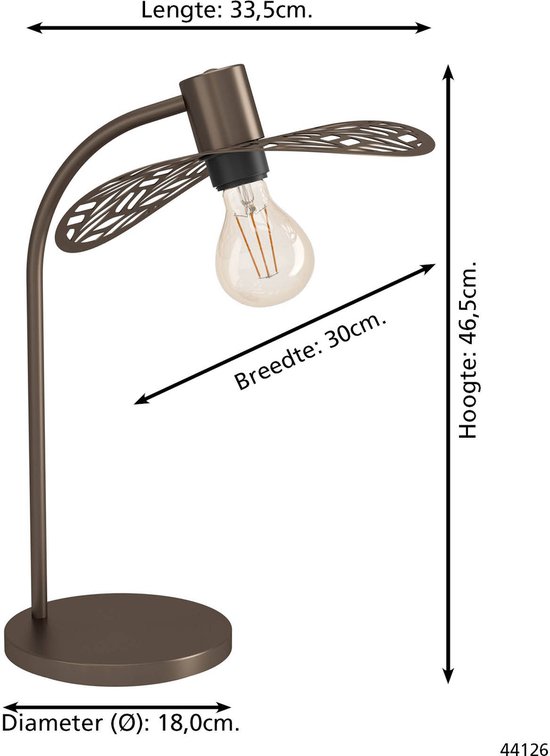 Lampe de table EGLO Swaby - E27 - 46,5 cm - Bronze