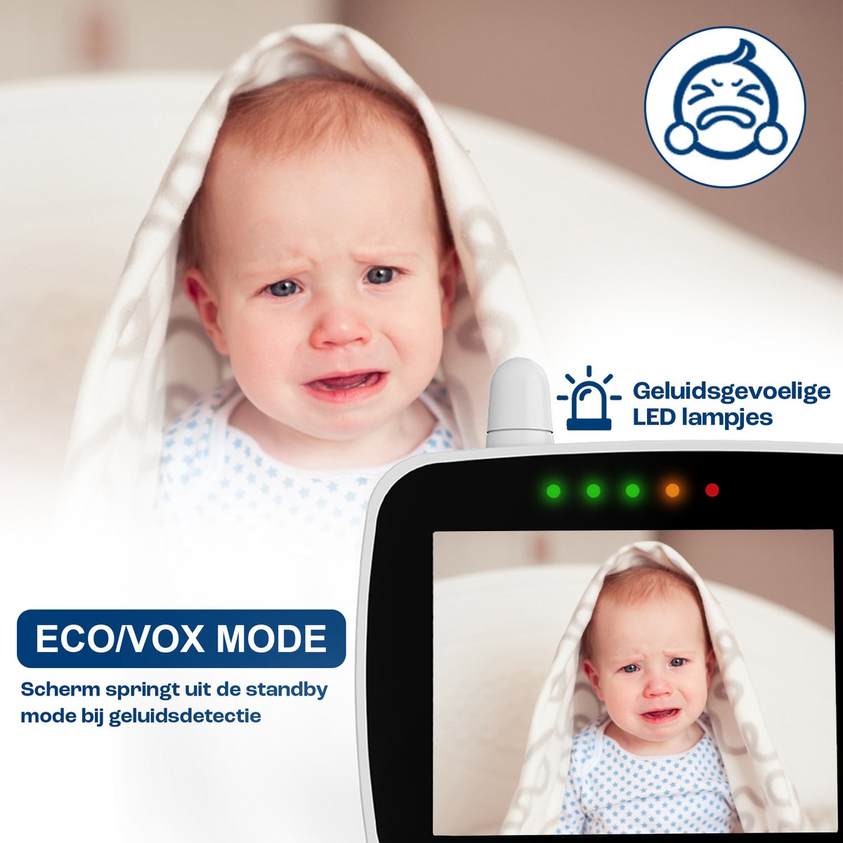 Miya M35 Babyfoon - Babyfoon met camera - Op afstand bestuurbaar - Video & Audio - Baby monitor – foto 7