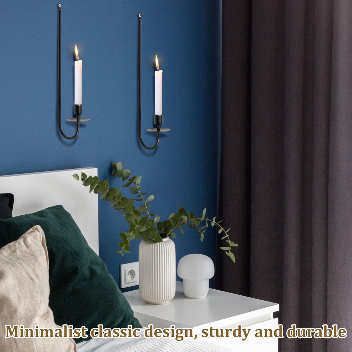 Ibenzoa® Zwarte L-vormige wandkandelaar set van 2 voor stijlvolle muurdecoratie in huis — cadeau in Wonen & Interieur - foto 3
