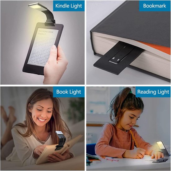 Leeslamp met boekklem, leeslamp met LED-hals, 3 kleuren, verstelbare helderheid, leeslamp voor boeken, opvouwbare leeslamp, flexibele arm voor lezen 's nachts/e-reader van Glocusent — afbeelding 2