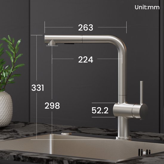 CECIPA MAX Robinet De Cuisine Avec Douchette Extractible Robinet Devier De Cuisine Rotatif A 360 Robinet Pour Evier De Cuisine Noir 88671054