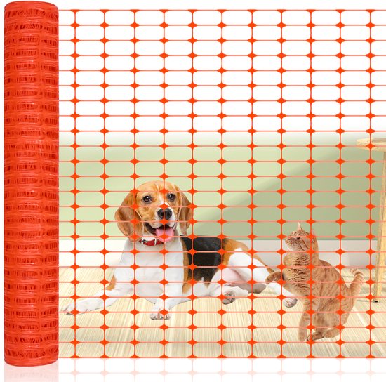 Filet de clôture en plastique – 1 m de haut – 30 m de long – Pour chiens, chats, Kip ou petits Animaux – Léger et réutilisable – Oranje