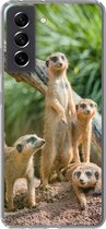 Convient pour la coque Samsung Galaxy S21 FE - Famille - Animaux - Suricates - Coque de téléphone en Siliconen
