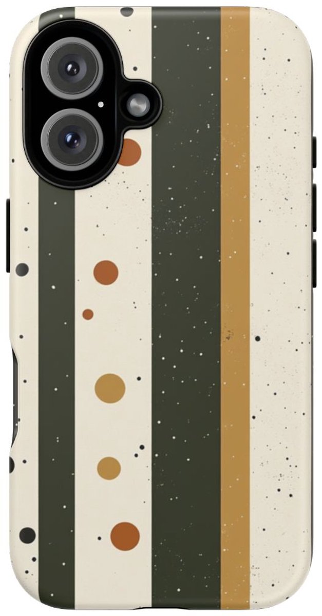 Retro Verticale Strepen en Stippenpatroon – Telefoonhoesje Geschikt voor iPhone 16