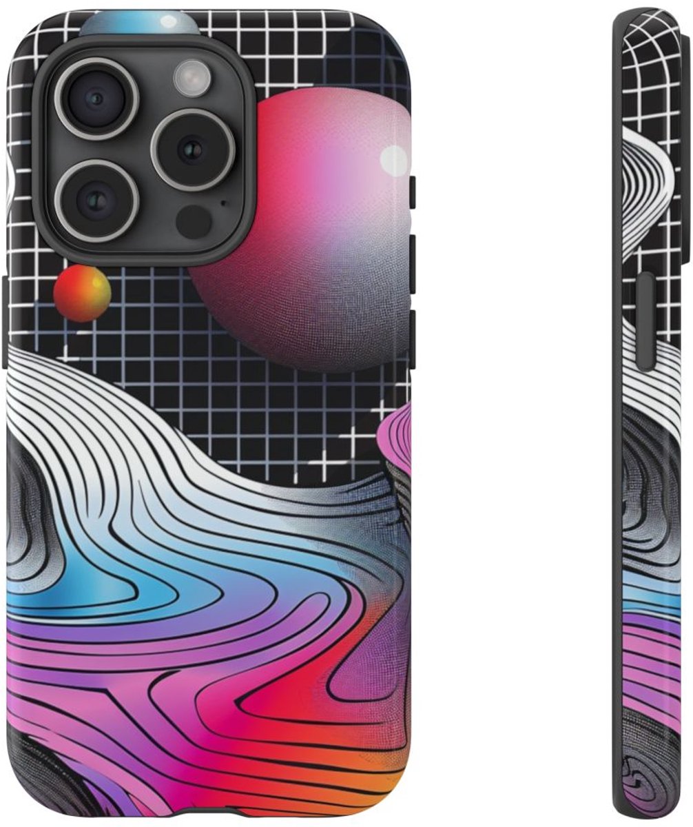 Kleurrijk Abstract Geometrisch Landschap – Telefoonhoesje Geschikt voor iPhone 15 Pro