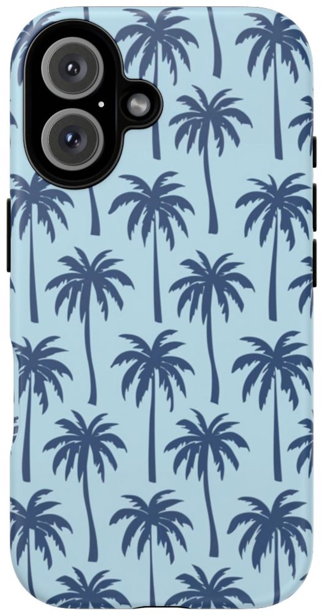 Blauw Palmbomenpatroon – Telefoonhoesje Geschikt voor iPhone 16