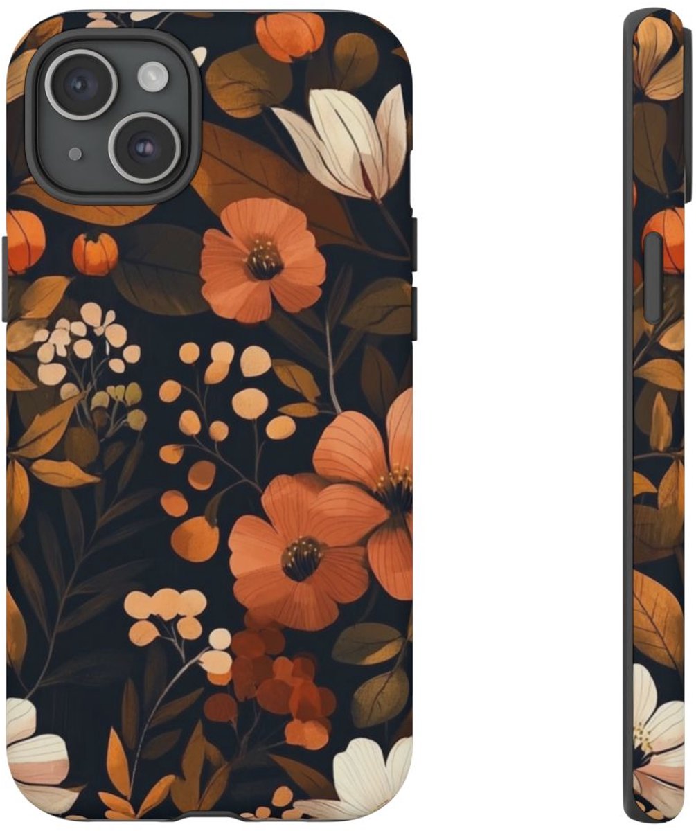 Herfstachtig Bloemenpatroon – Telefoonhoesje Geschikt voor iPhone 15 Plus