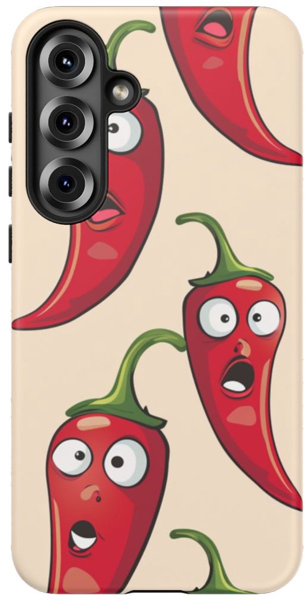 Grappig Rood Chilipeperpatroon – Telefoonhoesje Geschikt voor Samsung Galaxy S25 Plus