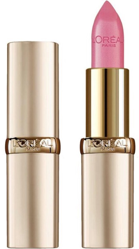Gouden huls naast een geopende huls met een lichtroze lipstick.