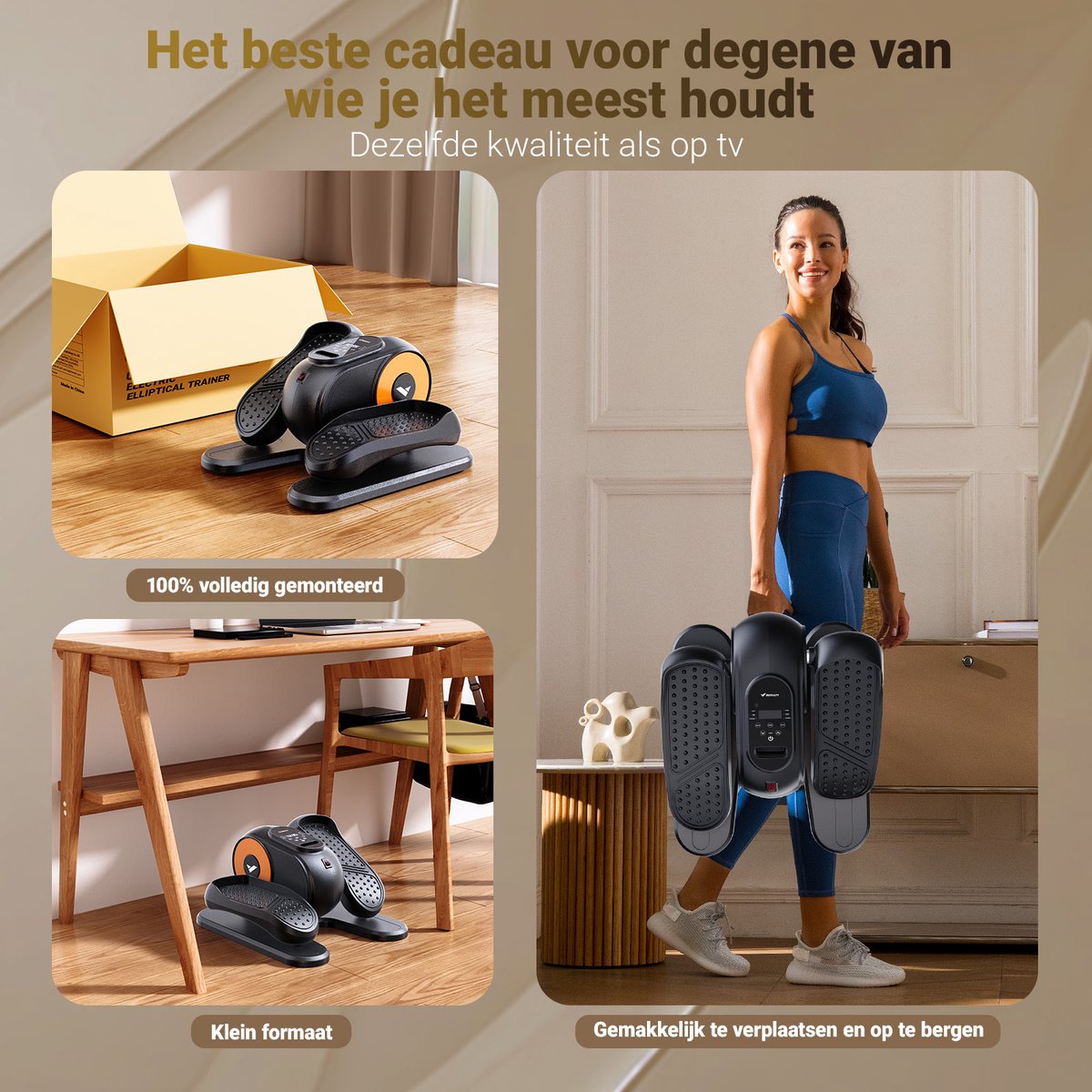 MERACH Mini Crosstrainer Onder Bureau Oranje 12 Niveaus - afbeelding 2