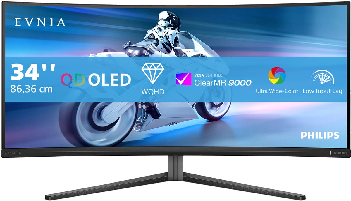 Philips Evnia Curved QD OLED gaming monitor 2x HDMI, 1x DisplayPort, 175 Hz
