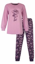 Tenderness Dames Pyjama - Roos Print - Lange Mouwen - Lila - Maat XL