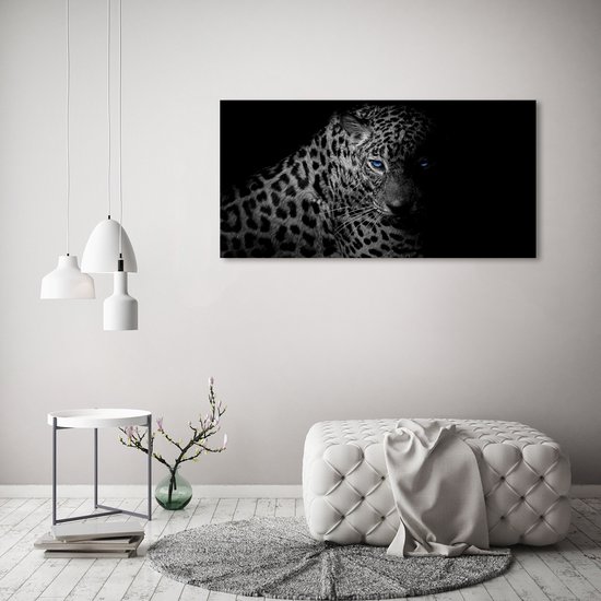 Tableau Décoratif Verre Trempé - Image Léopard Noir Et Blanc, Dimensions 125x50 Cm, Marque Tulup, Neuf