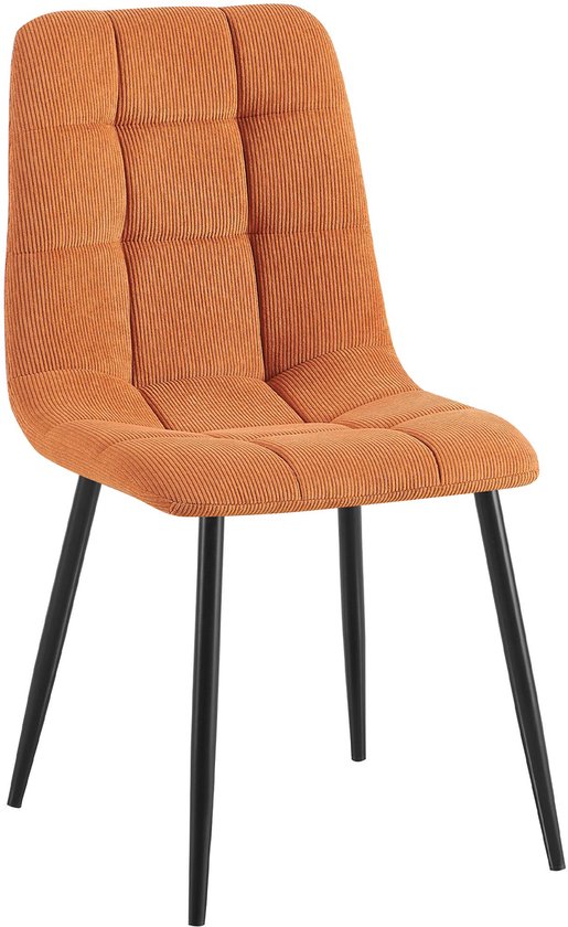 Anne ribstof eetkamerstoel oranje