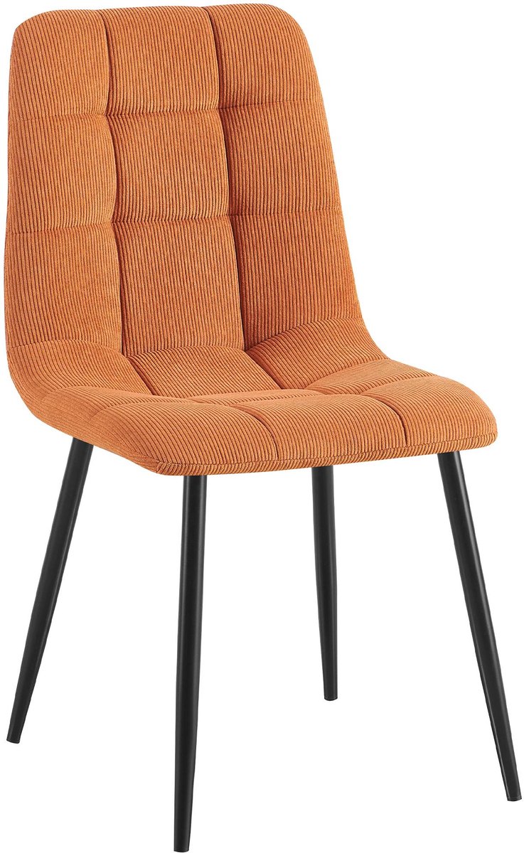 CLP Antibes Eetkamerstoel - klassiek - Metalen Frame - Belastbaar tot 150 kg - Corduroy - Ribstof/oranje