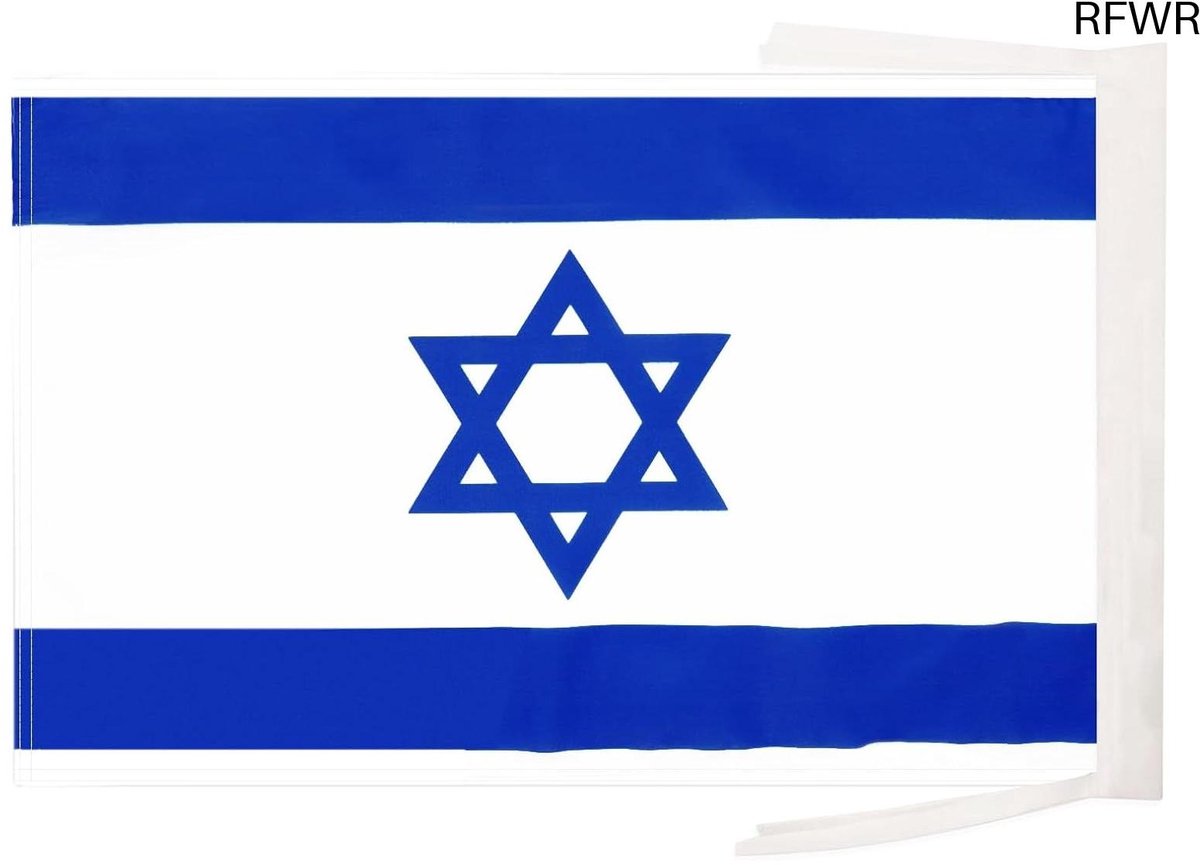 RFWR® Israël Vlag 45 x 30 cm - Kleine 100% Polyester Banner - Duurzaam en Kleurvast - Met Koorden