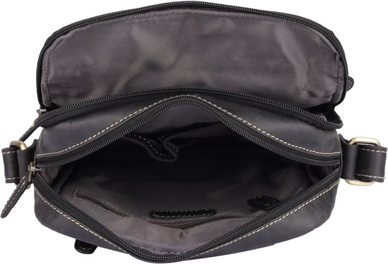 Sac bandoulière NUBA Hunter - Sac bandoulière 100% Cuir - Nature 3335 - Sac moyen en cuir de buffle - Zwart anthracite