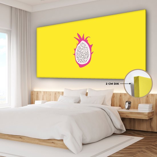 Canvas schilderij 160x80 cm - Exclusieve wanddecoratie Illustratie - Drakenvrucht - Kleurrijk - Muurdecoratie woonkamer - Slaapkamer decoratie - Kamer accessoires - Schilderijen op canvas
