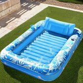 Tanning bed-tanning luchtbed-tanning pool-Ligbed Lounge - Opblaasbare zonnebedligstoel voor in het zwembad - Zwemband voor volwassenen met kussen - 180x120 cm - Blauw