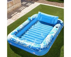 Tanning bed-tanning luchtbed-tanning pool-Ligbed Lounge - Opblaasbare zonnebedligstoel voor in het zwembad - Zwemband voor volwassenen met kussen - 180x120 cm - Blauw