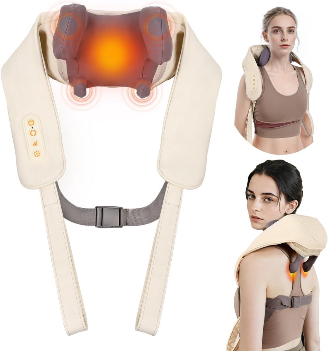 CLGP® Nekmassage Apparaat - Massagekussen - Massage Apparaat - Beige met Grijs