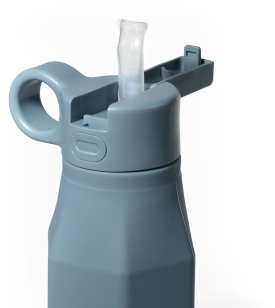 Mabebi - Drinkfles met kliksysteem 350 ml - Lekvrije drinkfles voor kinderen - Waterfles voor onderweg - Siliconen drinkfles met rietje - Schoolbeker - Premium blauw van Mabebi — afbeelding 2