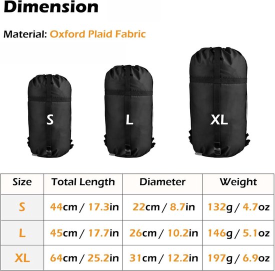 Compressiezak - 64x31x31cm Waterdichte ultralichte opbergzak - Slaapzak opbergzak met stofhoes - Geschikt voor slaapzakken, backpacken, wandelen, kamperen, reizen - XL van Merkloos — afbeelding 5
