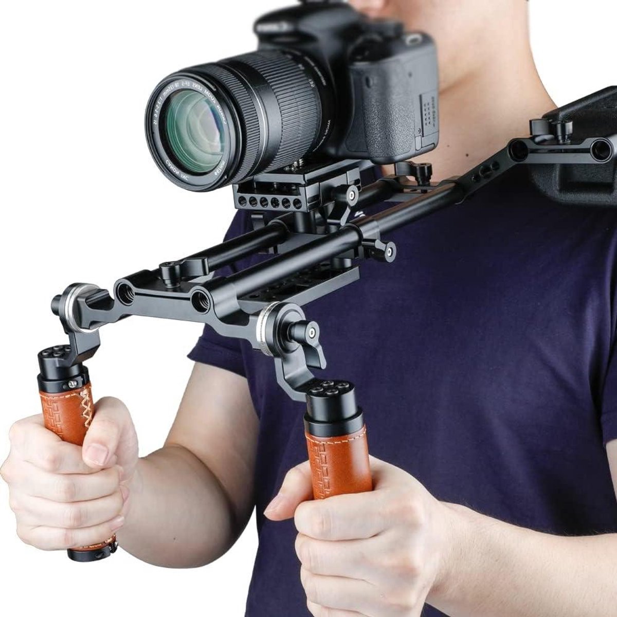 Rosette Stand Accessoire handvaten voor 15mm Rod Klem Railblock DSLR Handomdraai Schouder Rig (Leren Grip) - Handige accessoires voor rigs met 15mm rods