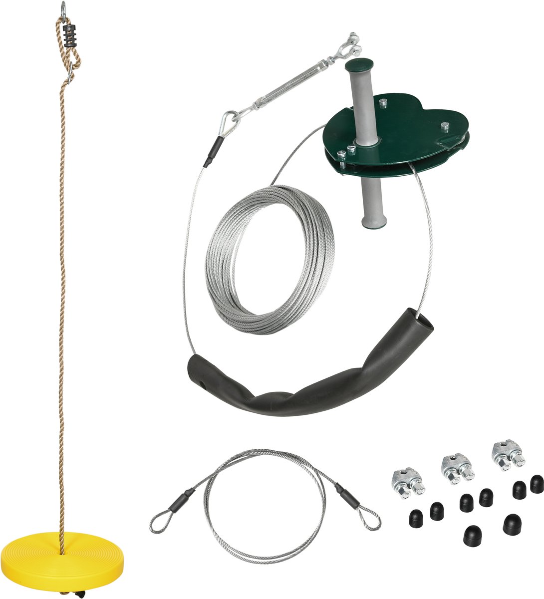 Outsunny-Kinder Zipline Set-PE-28x28x140cm-GEEL