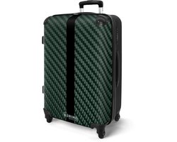NoBoringSuitcases.com NoBoringSuitcases.com® - Koffer groot - Rolkoffer lichtgewicht - Groene carbonstructuur met zwarte streep - Reiskoffer met 4 wielen - Reizen